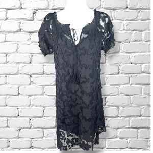 ECI Black Burnout Lace Dress Womens Size 12 Fairy Goth Whimsigoth Y2K Relaxed